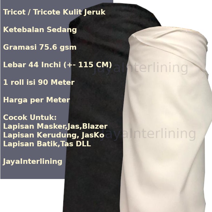 Trikot tricot Lem Lebar Kulit Jeruk TEBAL sedang 44 Inchi  Meteran