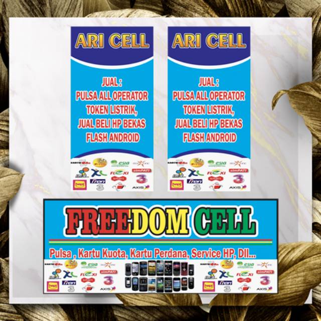 Spanduk banner konter data kuota pulsa termurah paket hemat ukuran 100 X 50 2 buah & 200 X 80 1 buah