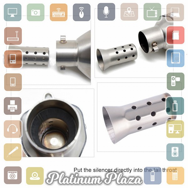 ESPEEDER Peredam Knalpot Motor Universal Exhaust Muffler DB Killer Silencer 51mm - E`3A8RVG-- Silver