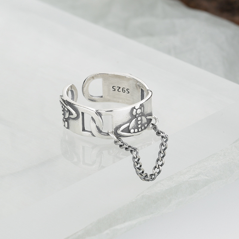 [HOT SALE]Fashion Silver Planet Saturn Chain Ring/ Women Popular Adjustable Open Finger Ring / Minimalism Charm Opening Ring Jewelry