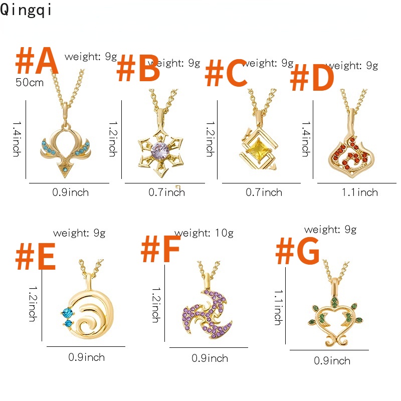 Kalung Rantai Bahan Alloy Warna Emas Desain Anime Genshin Impact Inspired Geo Anemo Pyro Untuk Hadiah Teman