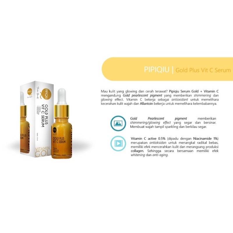 Serum Pencerah Wajah Vit C / Gold Plus Vit C Glowing Serum Pipiqiu BPOM Terlaris