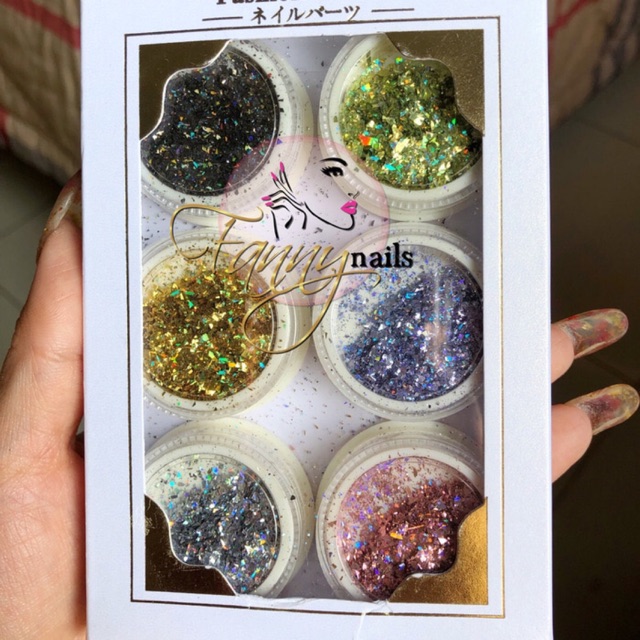 6 color flakes flake nail kertas foil hiasan nailart foil glass glitter nail art japan nails