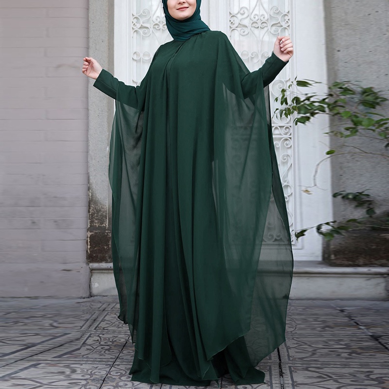 ZANZEA Women Full Sleeved Muslim Plus Size Casual Loose Elegant Long Dress Kaftan Maxi Dresses