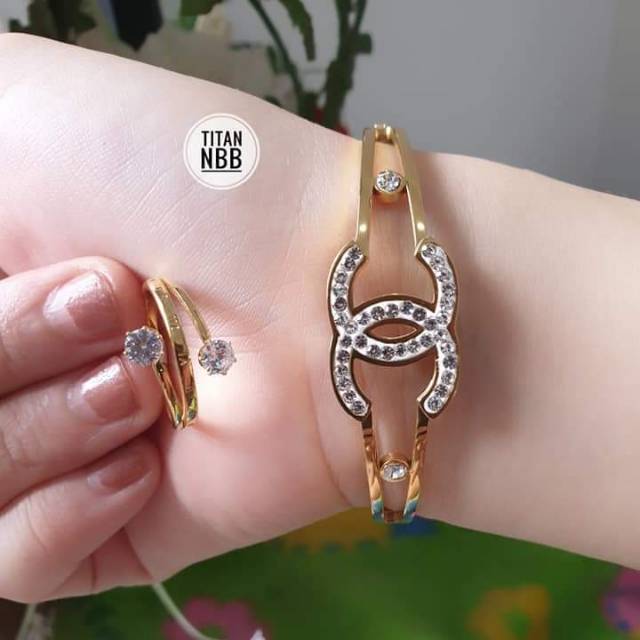 SET GELANG DAN CINCIN TITANIUM