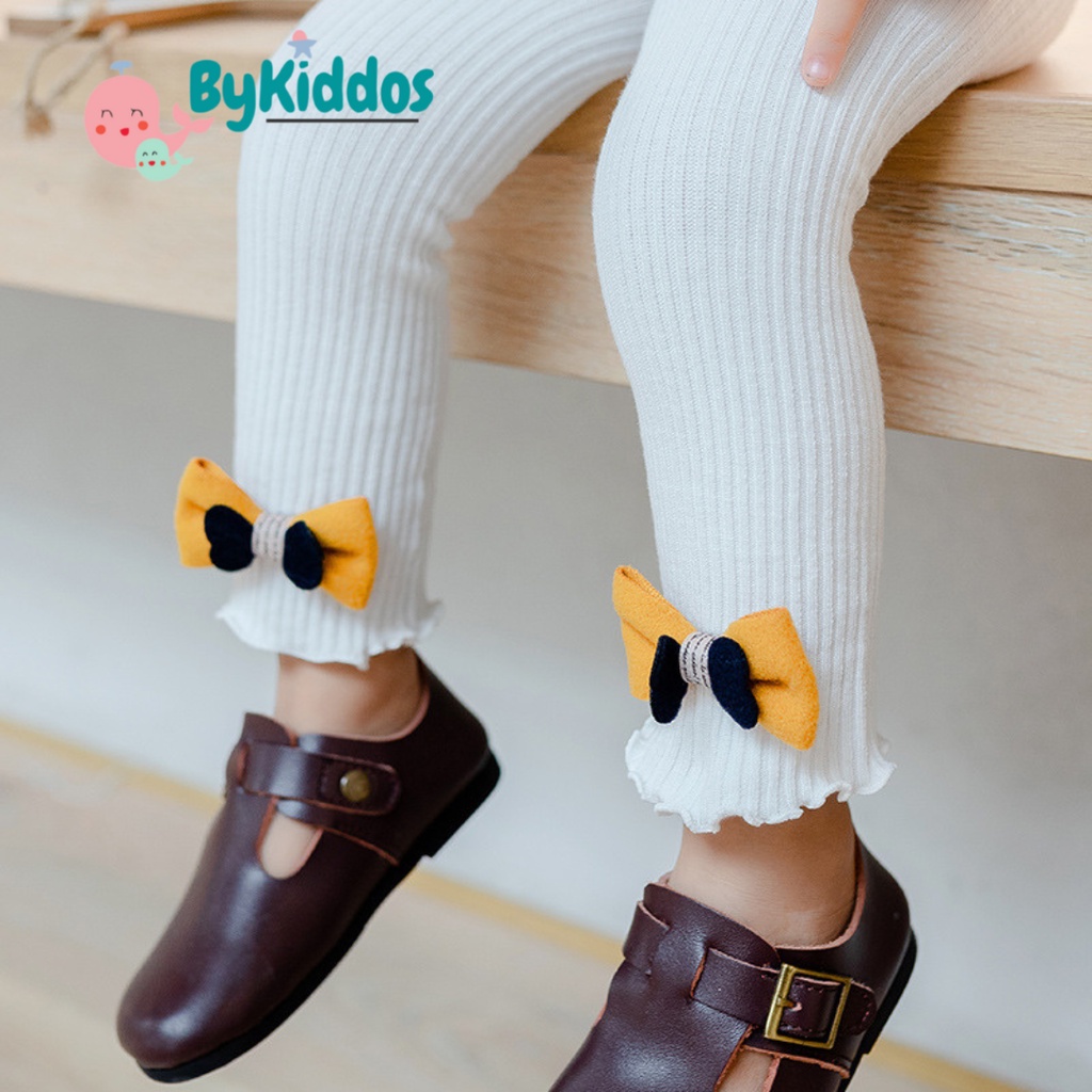 ByKiddos - Celana Legging Anak Perempuan Import / Legging Bergaris Vertical Anak Perempuan Motif Pita