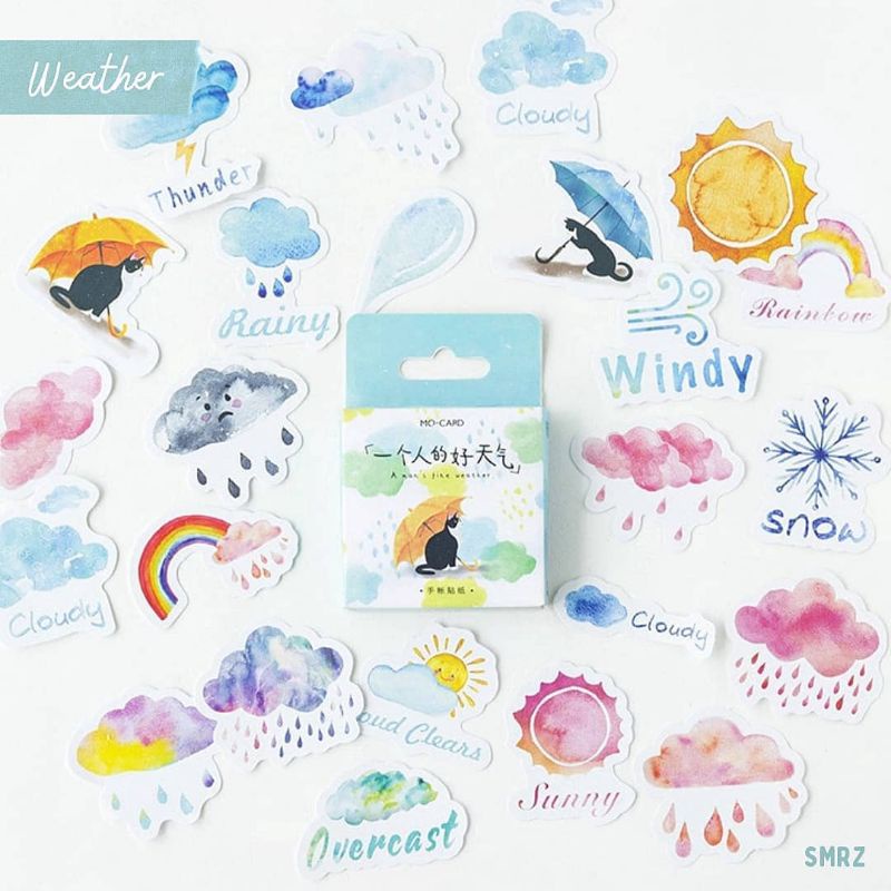 

Weather Sticker Piece - Stiker Aesthetic Tema Cuaca / Hujan / Matahari / Langit / Awan