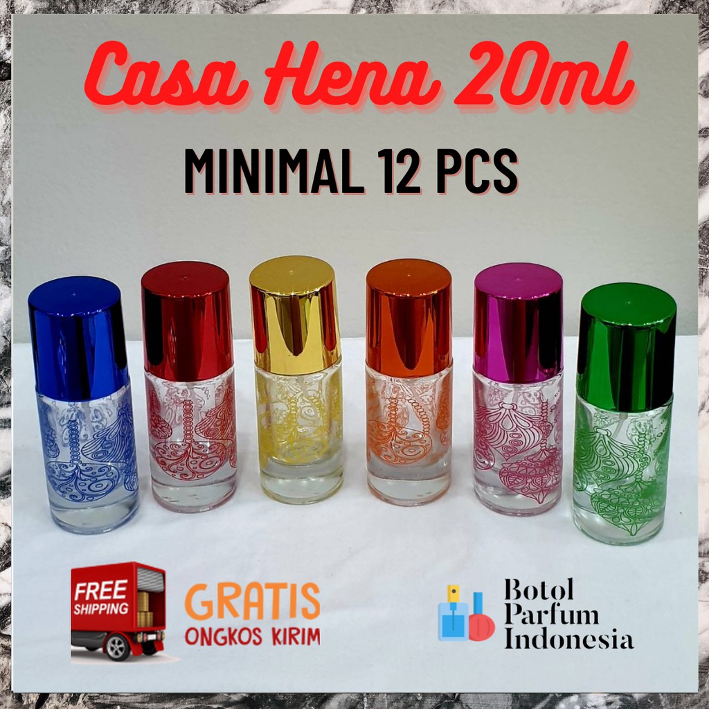 BOTOL PARFUM KOSONG SPRAY KACA 20 ML (CASA TRANSPARAN MOTIF HENA 20 ML)
