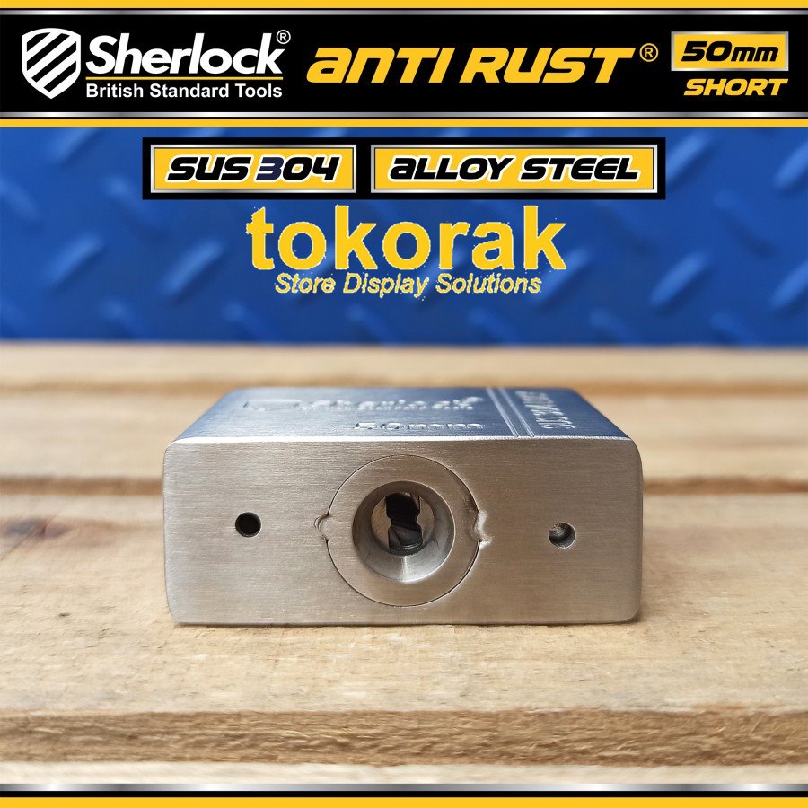 GEMBOK STAINLESS STEEL ANTI RUST 50MM PDK SHERLOCK - GEMBOK ANTI KARAT