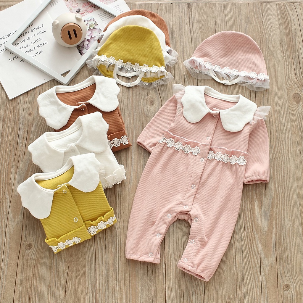 (free topi) 0-18bln JUMPER RUFFLE BASIC BAYI | JUMPSUIT ROMPER BAJU PAKAIAN ANAK catalog YQER YA