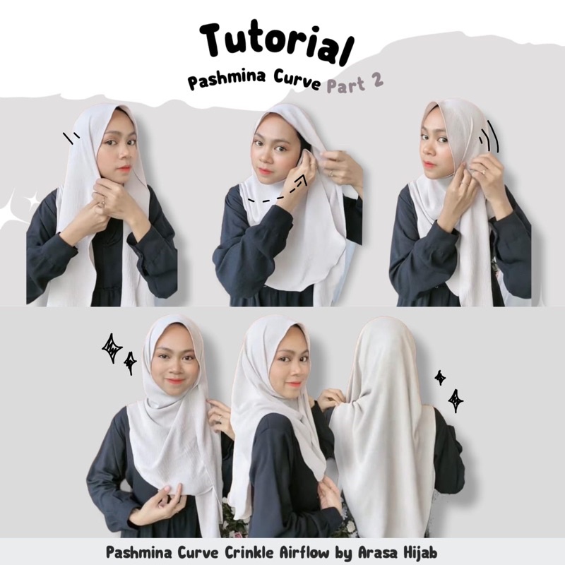 Pashmina Curve Crinkle Airflow Syari Belakang Lebih Panjang • Arasa Hijab • Pashmina Oval Syari • Daily hijab