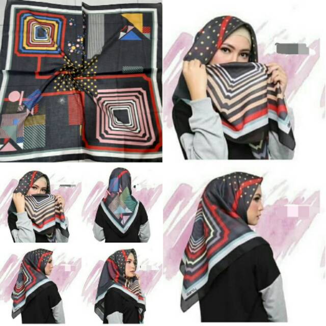 Hijab Deenay Kw Hitam Corak Unik/Fashion Muslim Hijab/Hijab Bahan Voal