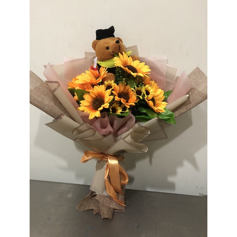 

buket wisuda artificial atau fresh bunga matahari sun flower