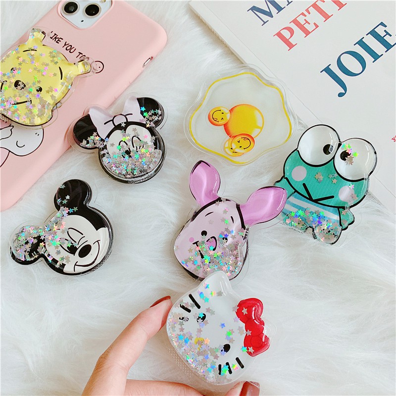 ELFYDO Pop Socket Glitter Karakter 3D  Phone Holder Aksesoris HP Popsocket