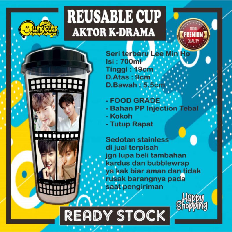 REUSABLE CUP AKTOR K-DRAMA Lee Min Hoo Lee Seung Gi Park Bo Gum Song Joong Ki