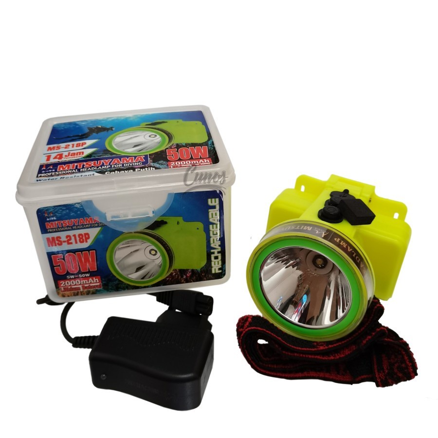 COD SENTER KEPALA DIVING HEADLAMP MITSUYAMA MS-218P 50WATT RECHARGEABLE PROFESSIONAL HEADLAMP MITSUYAMA 50W MS-218P