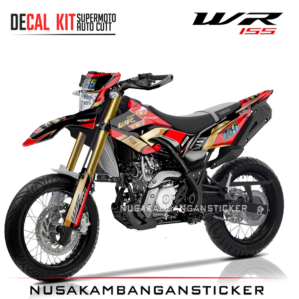STICKER SUPERMOTO WR 155 GRAFIS  RAVE GOLD GREY WR 155 MERAH 004
