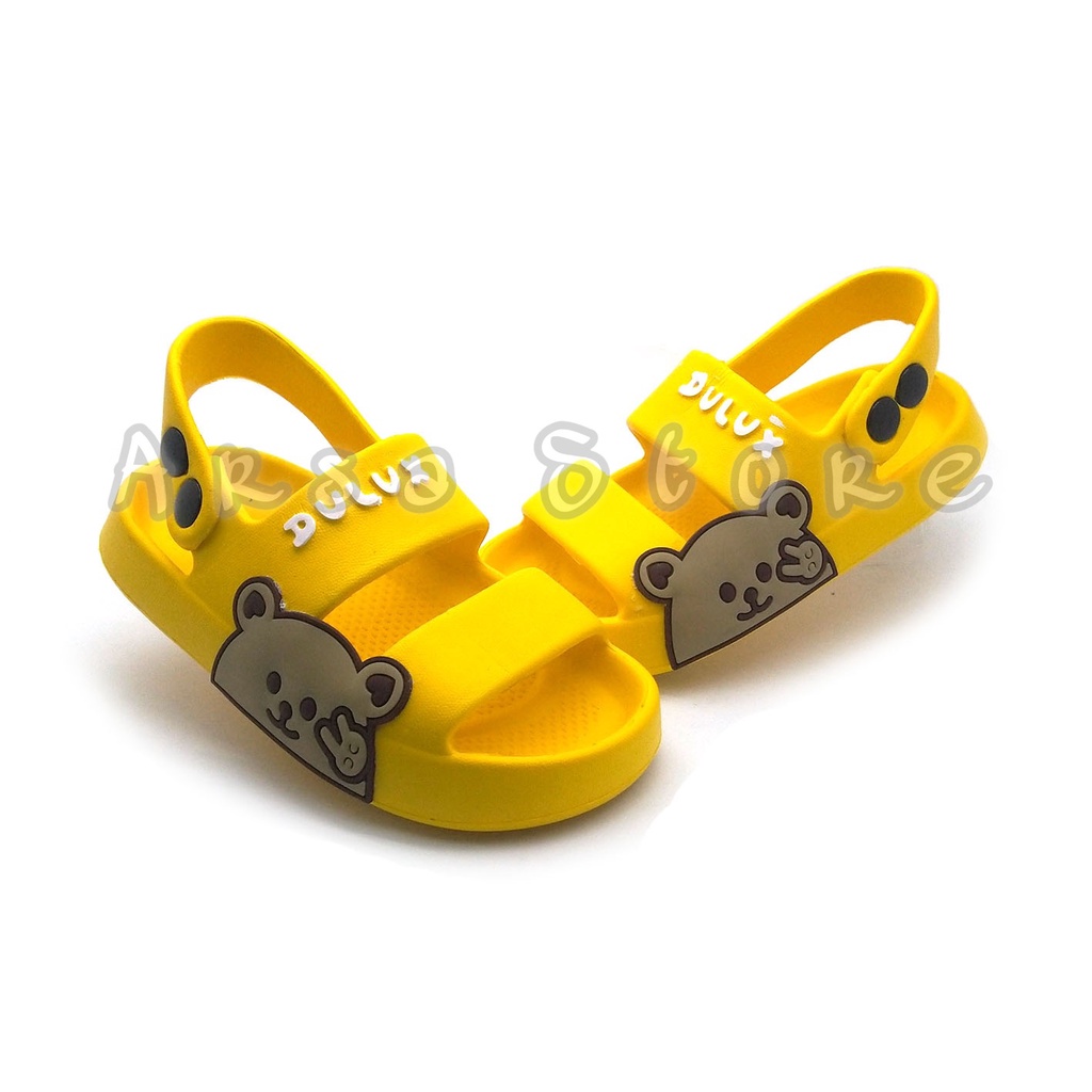 Sandal Lucu Anak Laki - Laki Tali Belakang Umur 1 2 3 4 Tahun  / Sendal Anak Cowok Motif Bear Beruang Terbaru