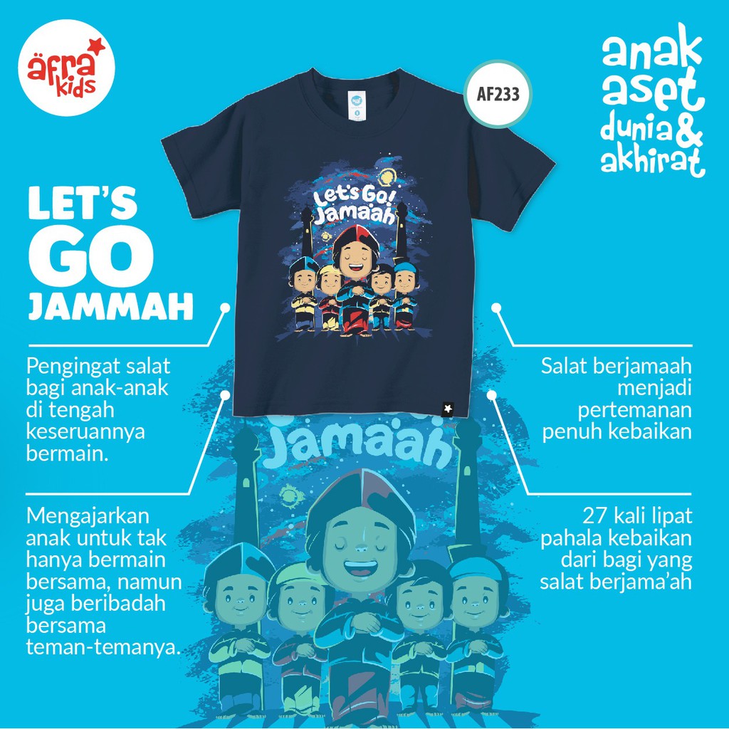 Kaos Anak Afrakids AF233 &quot;Let's Go ! Jamaah&quot; Lengan Pendek