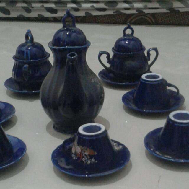 Cangkir tea set blue jepang