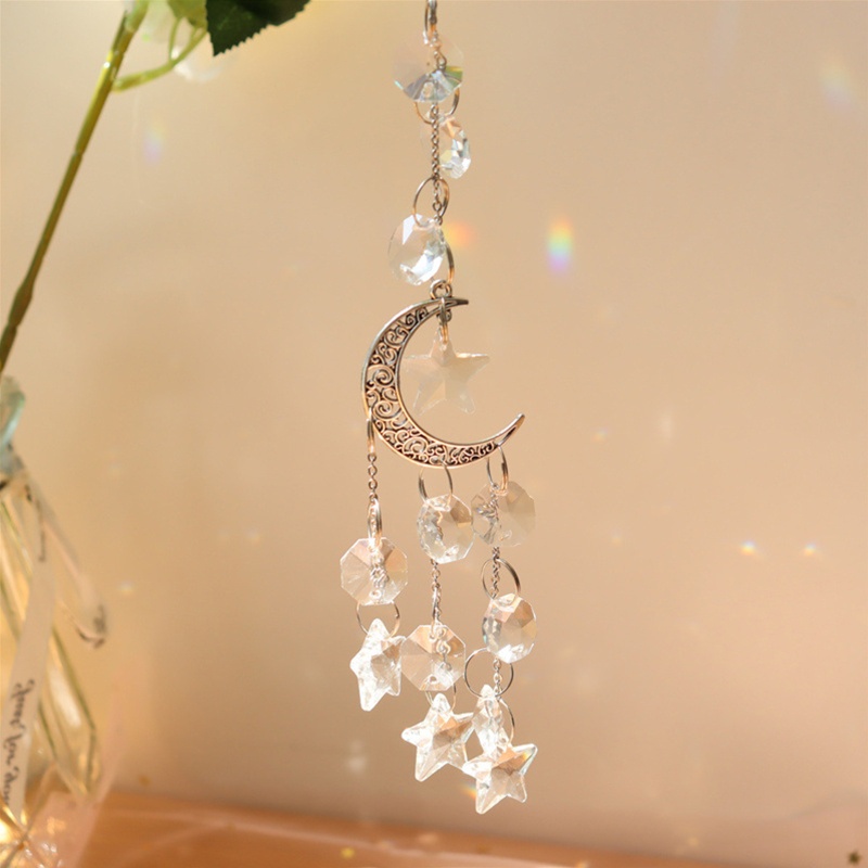 Ornamen Dream Catcher Kristal Bentuk Bulan Matahari Untuk Dekorasi