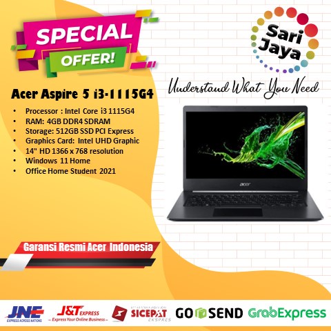 ACER Aspire 5 A514-54-39E7 i3-1115G4 4GB 512GB 14" HD WIN11 OHS