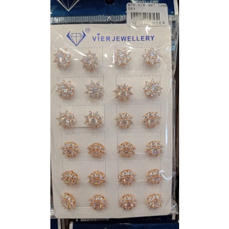 Anting ronyok,replika berlian vier titanium lapis mas 22k,tidak luntur,persis seperti aslinya