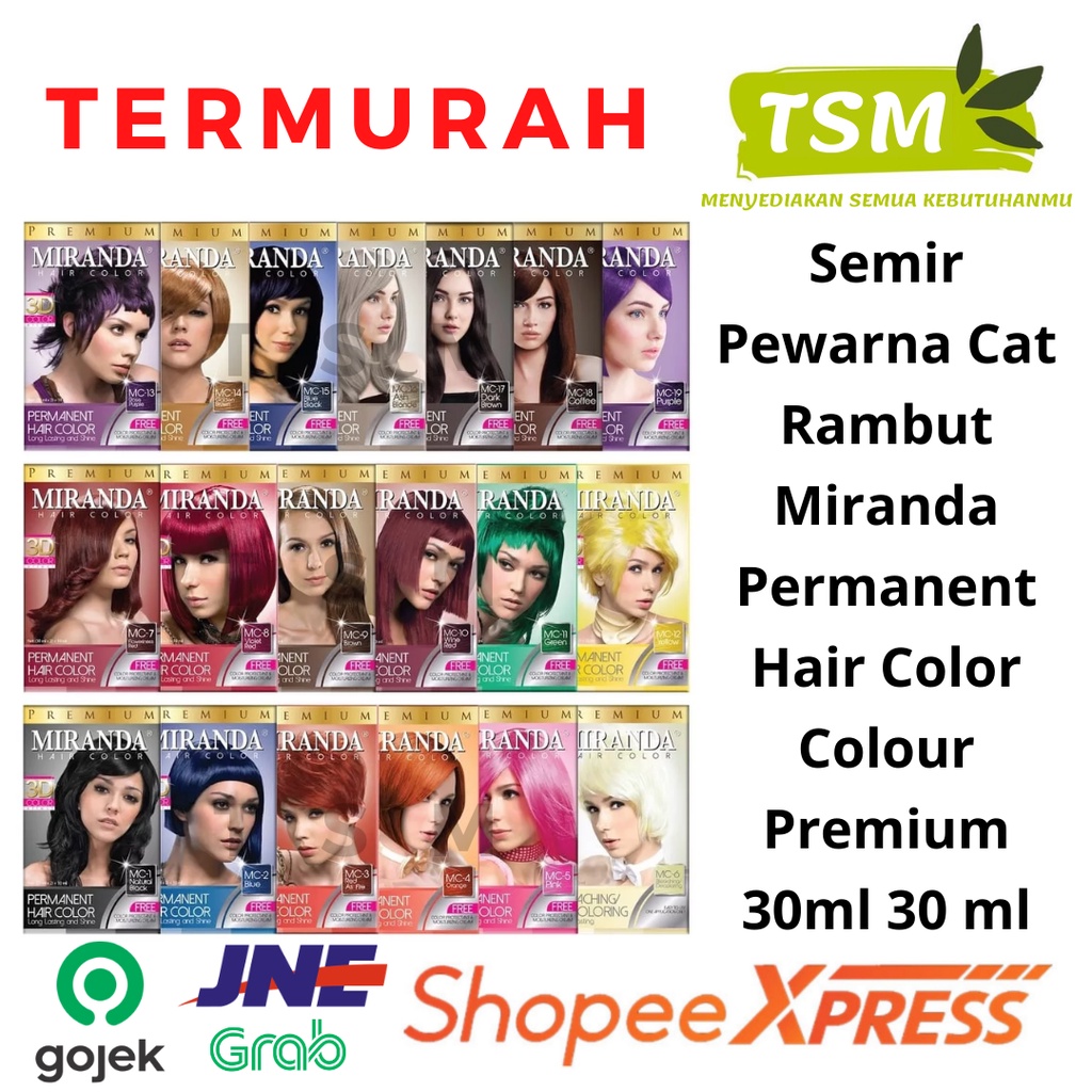 Semir Pewarna Cat Rambut Miranda Permanent Hair Color Colour Premium 30 ml