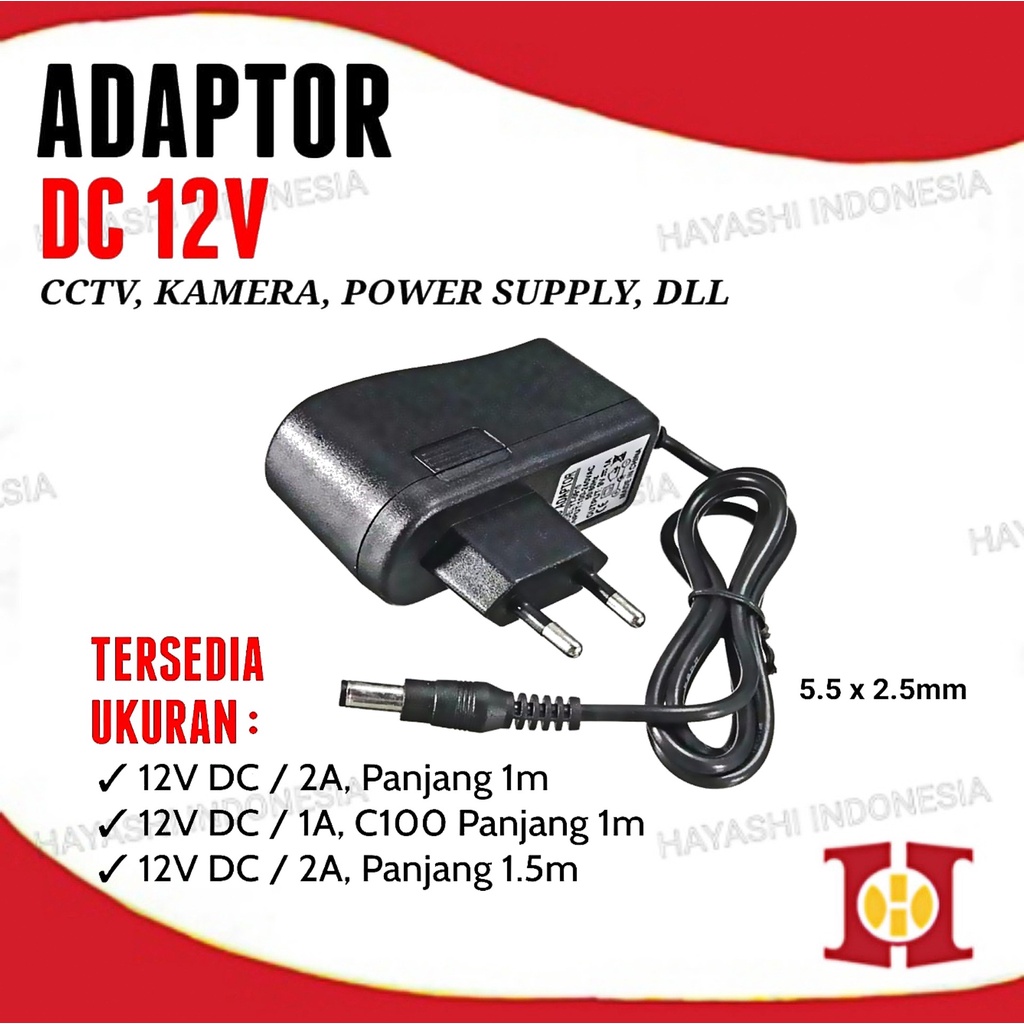 Adaptor Adapter DC 12V 1A 2A Kamera CCTV Lampu LED Power Supply STB