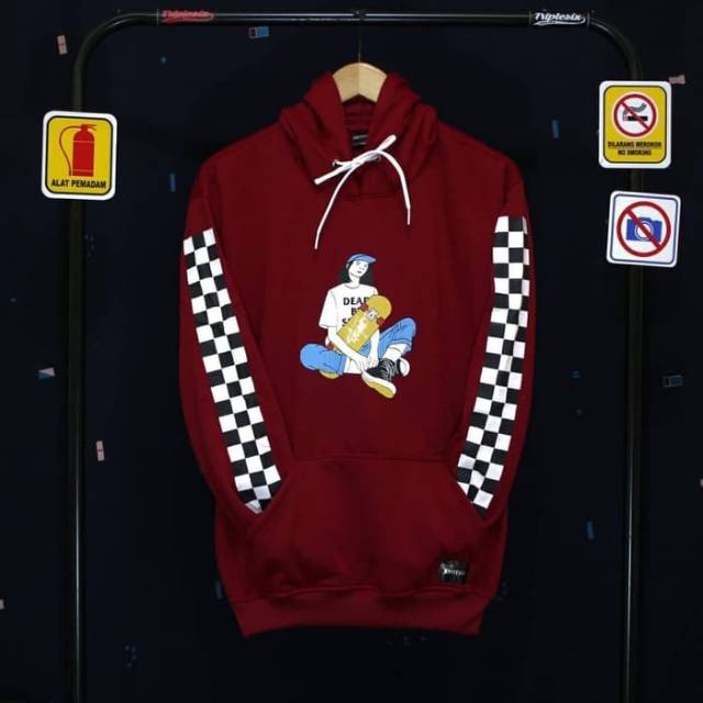 jaket sweater skymo marun list catur premium/hoodie pria premium