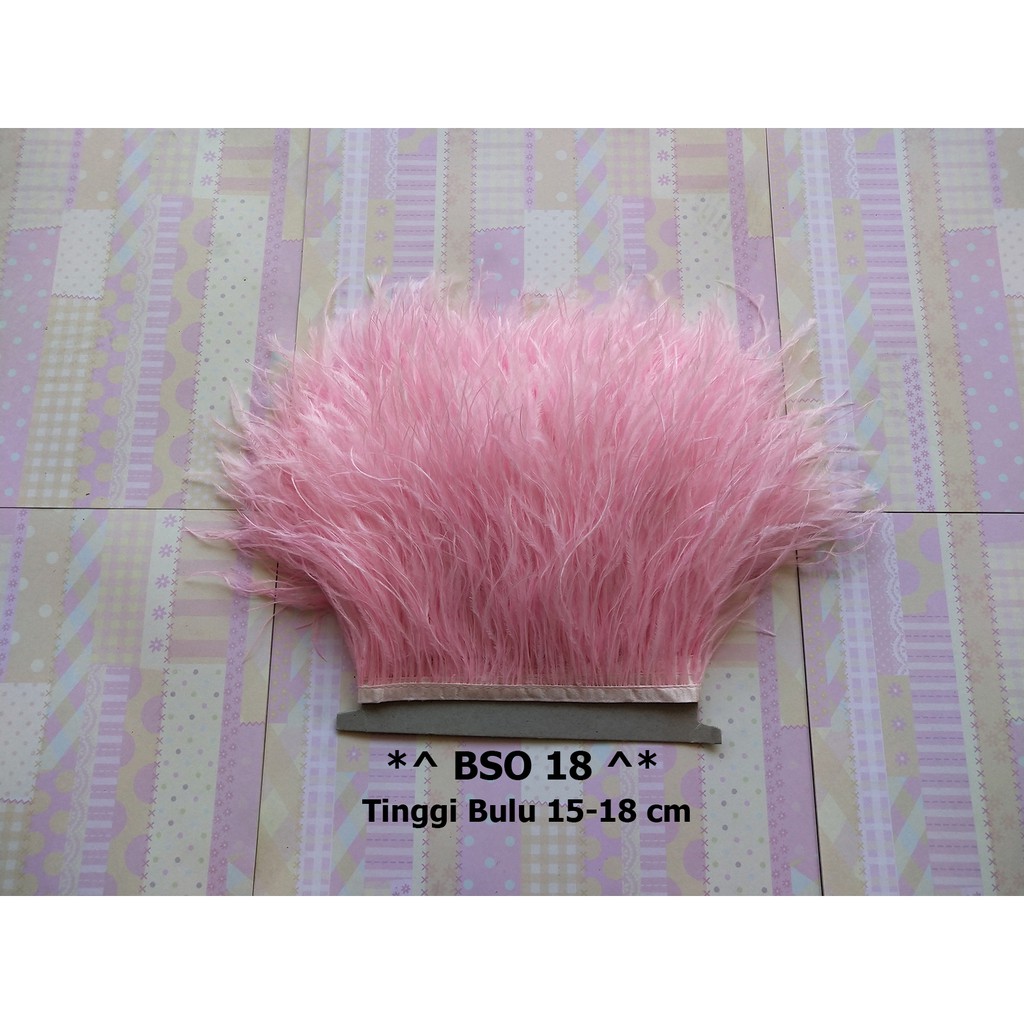 [1 METER] BULU OSTRICH TINGGI 15-18CM, RENDA BULU SINGLE OSTRICH BSO 18