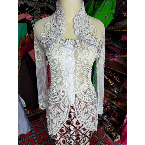 setelan kebaya akad Payet mewah putih