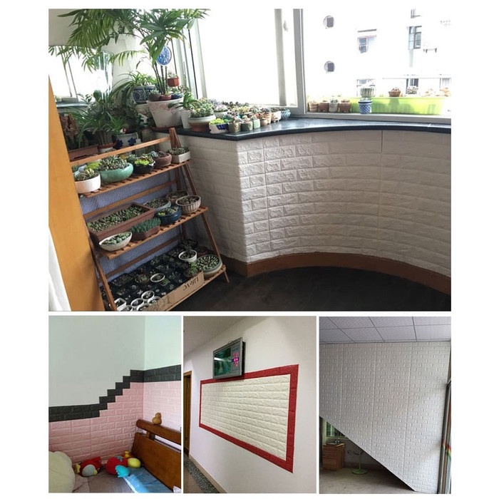 Wallpaper FOAM BATA 3DIMENSI TEBAL BAGUS MEWAH 77x70cm ISI 100LE