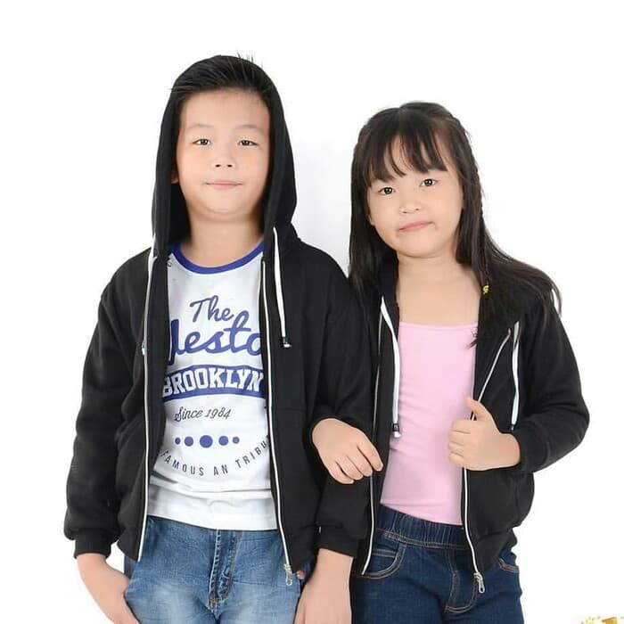 Jaket Anak Resleting Hoodie Zipper Polos 1 tahun sampai 11 tahun