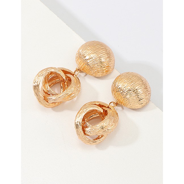 LRC Anting Tusuk Fashion Gold Alloy Circle Earrings D27993