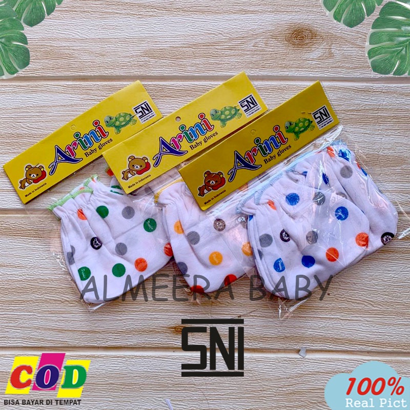 Ana Baby - Kualitas Premium 3 Pasang Sarung Tangan 3 Pasang Sarung Kaki Motif Polkadot