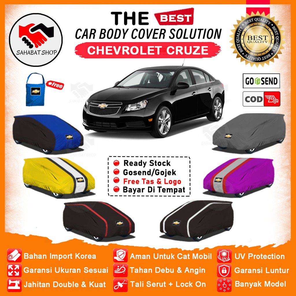 Sahabat Body Cover Mobil Cruze / Sarung Penutup Chevrolet Cruze Outdoor / Tutup Mantel Selimut Jas Kelambu Kerudung Mantol Kerodong Pelindung Pembungkus Tutupan Bungkus Terpal Mobil Sedan Cruze Anti Air Waterproof Model Orange