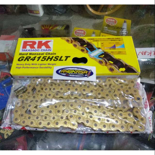 Rantai RK takasago chain racing 415-130L-hslt,sangat cocok untuk balap maupun harian.