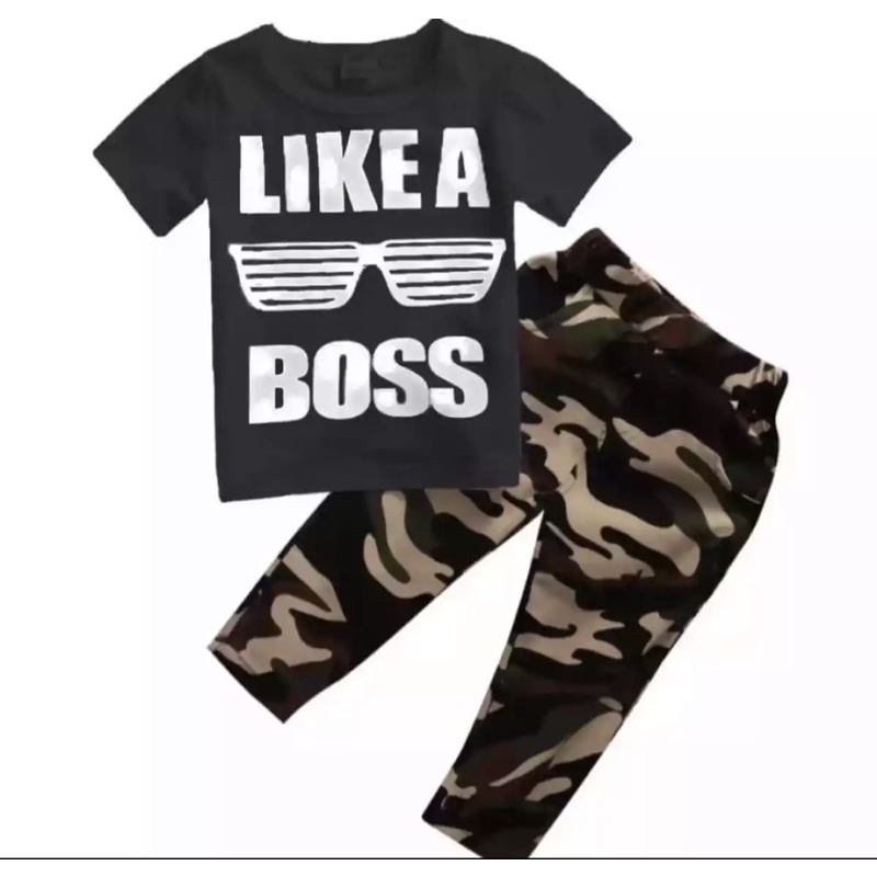 baju anak laki laki baju setelan anak like a boss 1-5 tahun