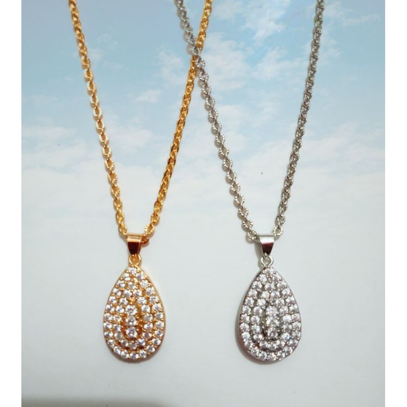 kalung xuping wanita berlapis emas dengan mata zircon 45cm(Gold dan silver) BAC86.