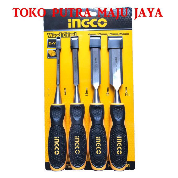 Open Ds] Pahat Kayu Ukir Crv Heavy Duty Set 4 Pcs Ingco Wood Chisel