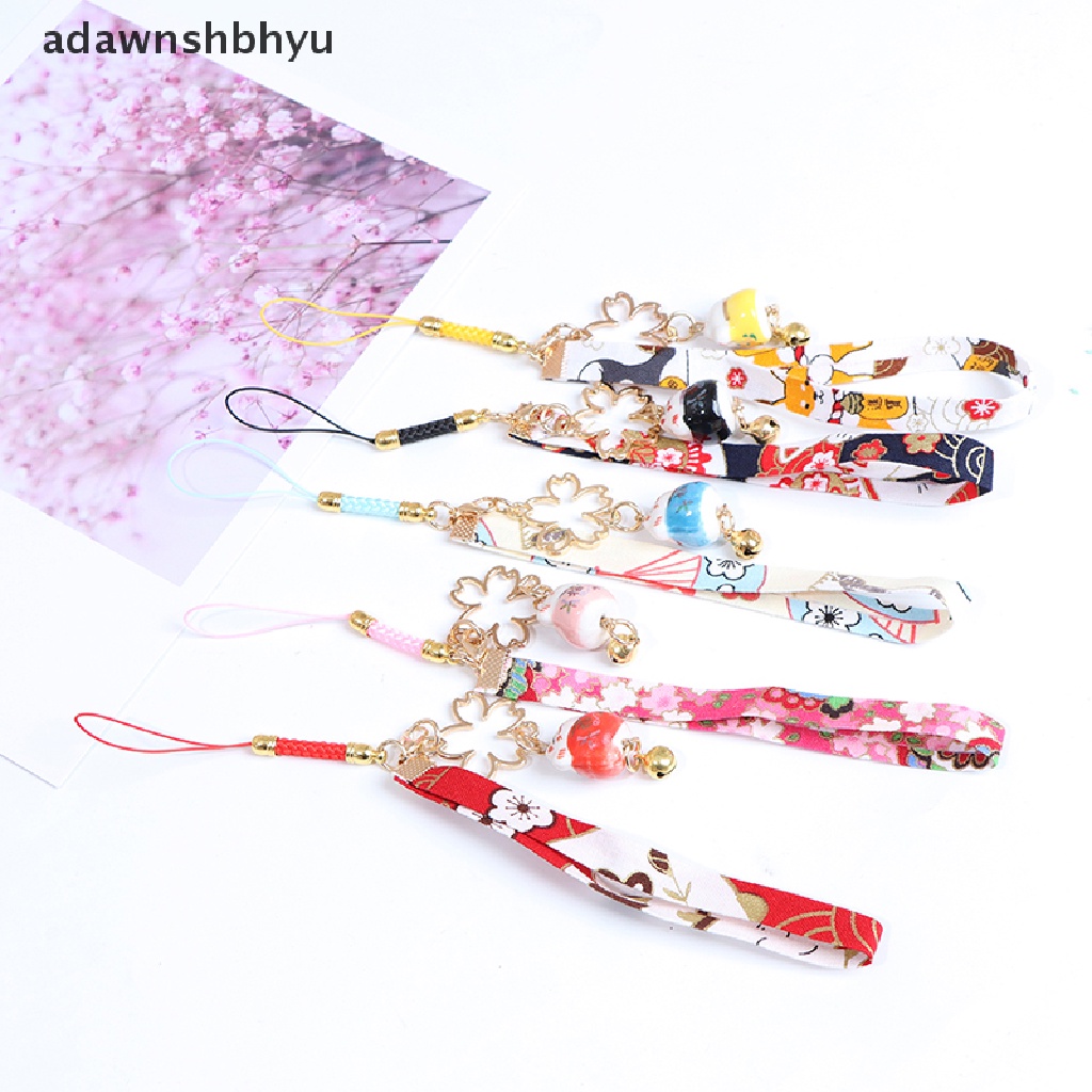 Adawnshbhyu Tali Telepon Lanyard Bunga Daisy Kucing Bell Ponsel Gantung Tali Pesona Dekorasi