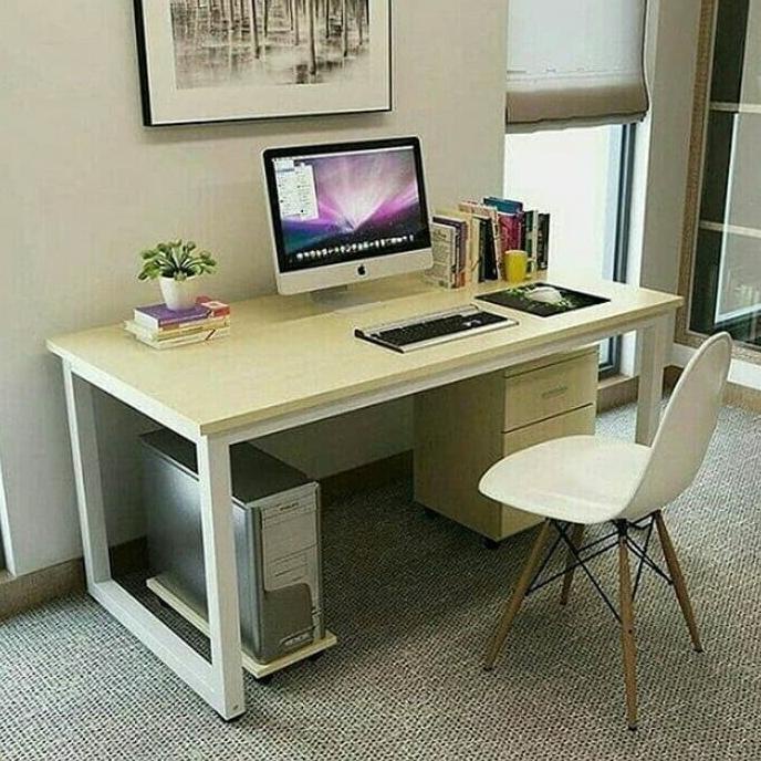 ada set Meja kerja kursi dan laci / meja laptop/ meja kantor/ meja belajar ready