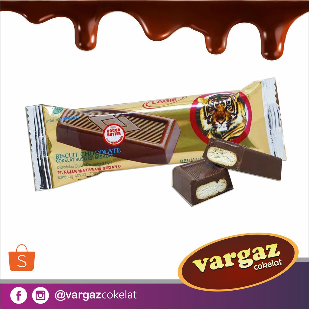 

LAGIE Termurah Tiger Chocolate Cokelat Batang Isi Biskuit Kemasan 25gr