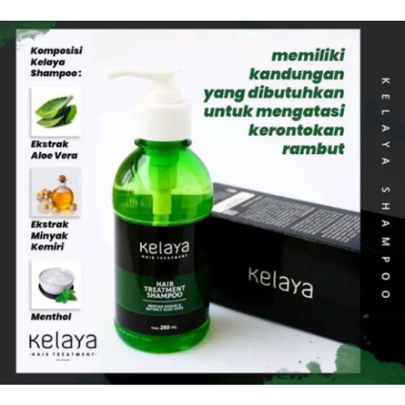 KELAYA HAIR TREATMENT SHAMPOO KELAYA ORIGINAL 100%  RAMBUT ANTI RONTOK / SHAMPOO PENYUBUR RAMBUT / PENGHILANG KETOMBE ISI (250ML) BPOM-3