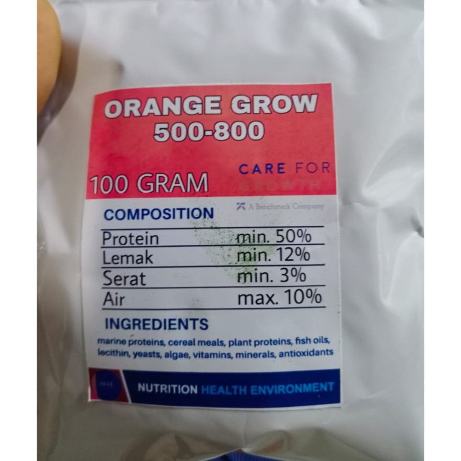 (100 GRAM) PELET ORANGE GROW 500-800 FROM INVE / PELLET ORANGE