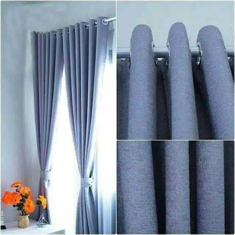 GORDEN tinggi 250cm gordyn EMBOS SMOKRING SILVER  tinggi 230,250cm#GORDEN.jendela###*