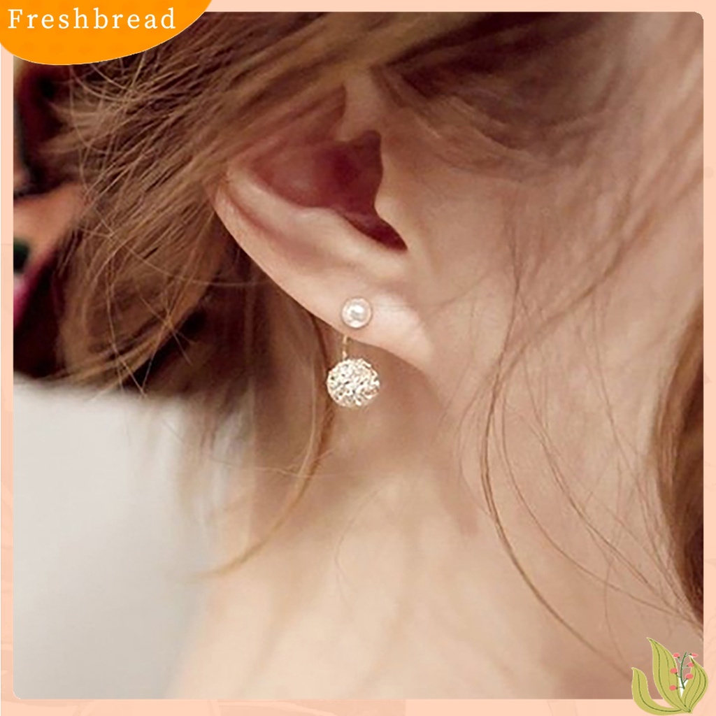 [TERLARIS]1Pair Ear Studs Faux Pearl Decor Jewelry Alloy Women Front Back Stud Earrings for Birthday Party