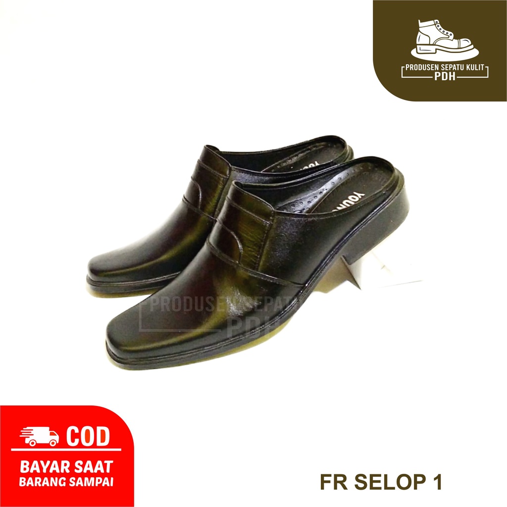 SEPATU SELOP KULIT SLOP BUSTONG SEPATU SANDAL FORMAL PANTOFEL PRIA