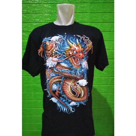 kaos ROCK CHANG glowinthedark  naga 3D dengan piercing asli  original